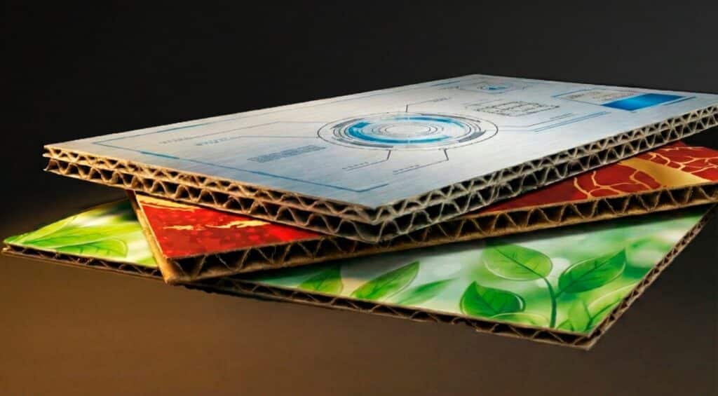 Printed corrugated cardboard surface